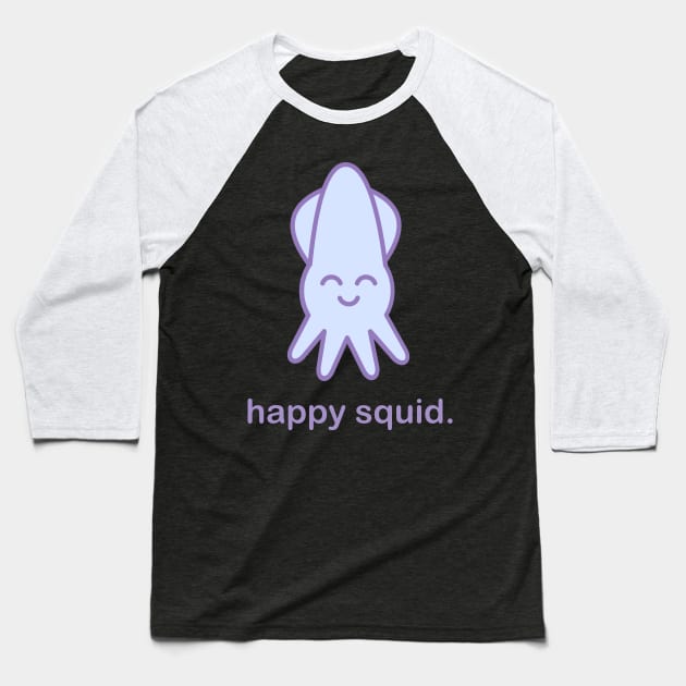 Happy Squid | Cute Kawaii Anime Squid Baseball T-Shirt by MeatMan